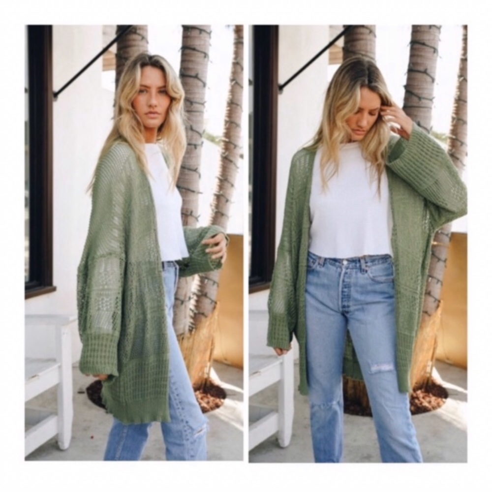 Knit netted cardigan